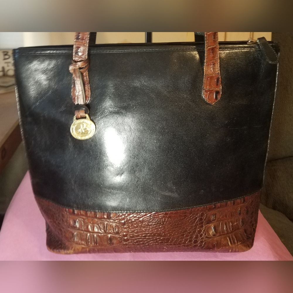 Brahmin Black Leather Tote Tuscan Pecan Melbourne Susana Collection - Picture 4 of 17